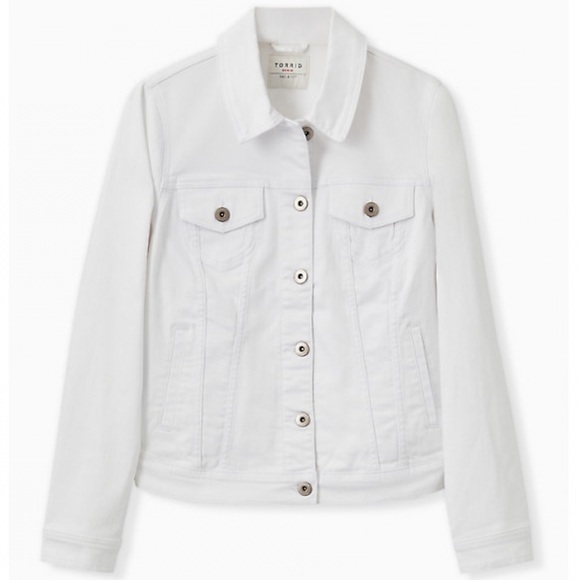 womens plus size white jean jacket